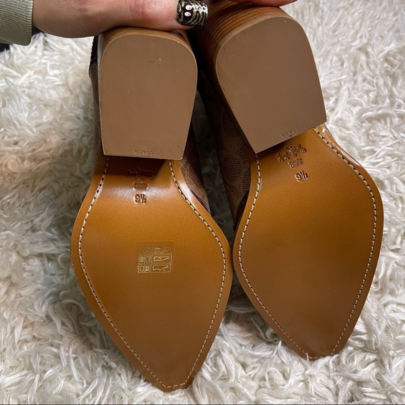 Coach Lace Up Signature Canvas & Snakeskin Boots - Picture 2 of 13